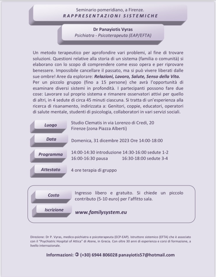 SEMINARIO GRATUITO RAPPRESENTAZIONI SISTEMICHE